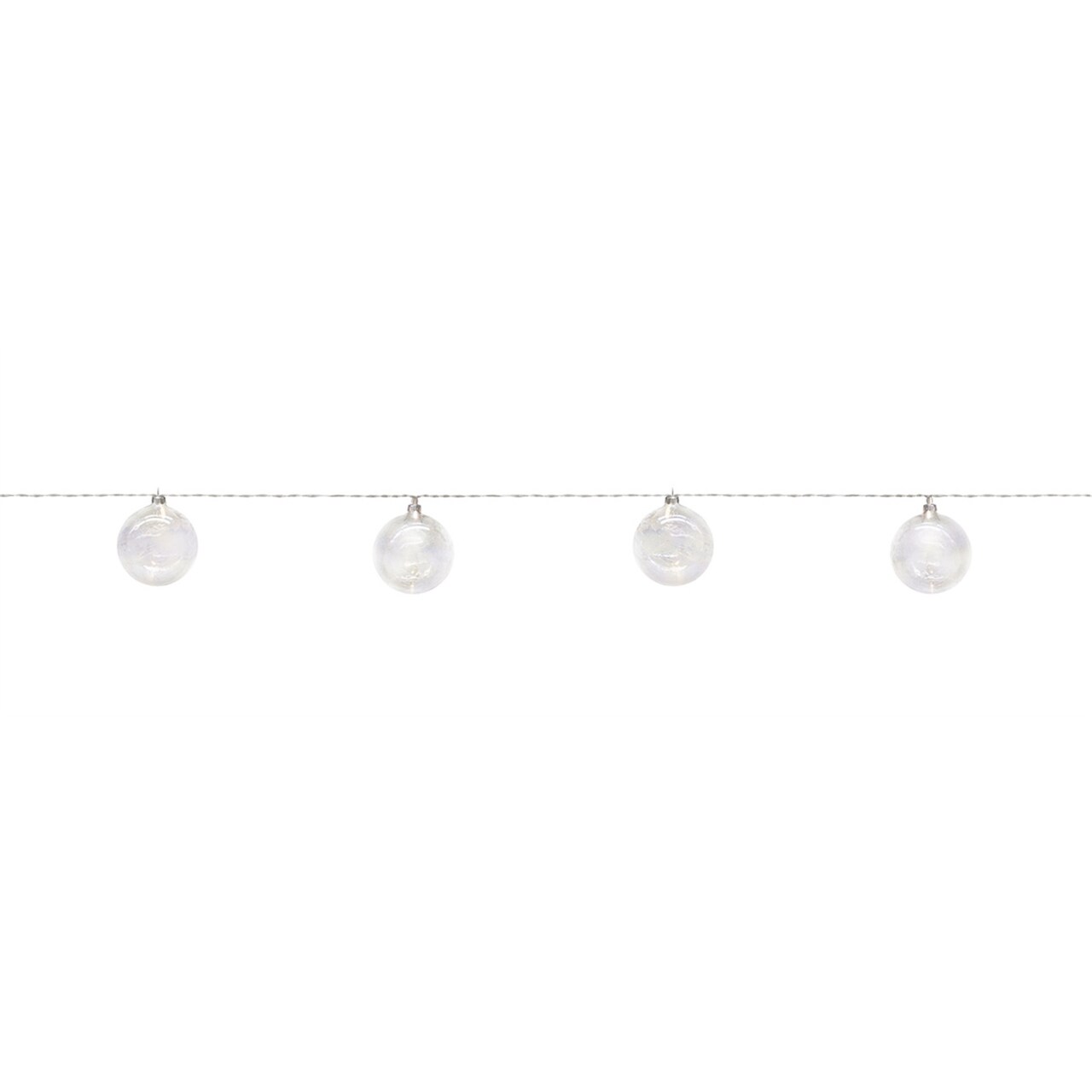 Melrose Set of 2 LED Lighted Glass Christmas Ball Ornaments with String Lights 4.5"
